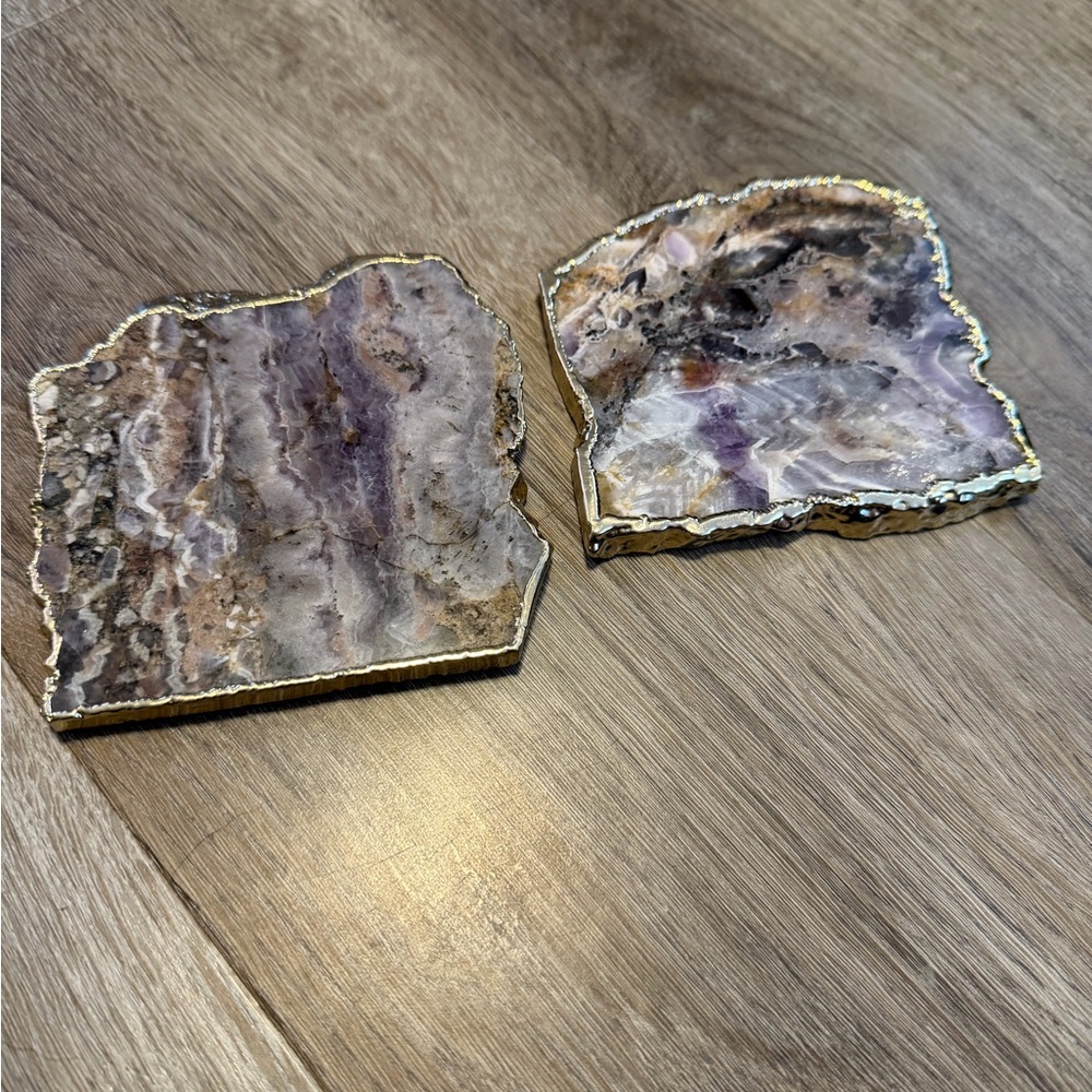 Amethyst and Gold Marbled Coasters